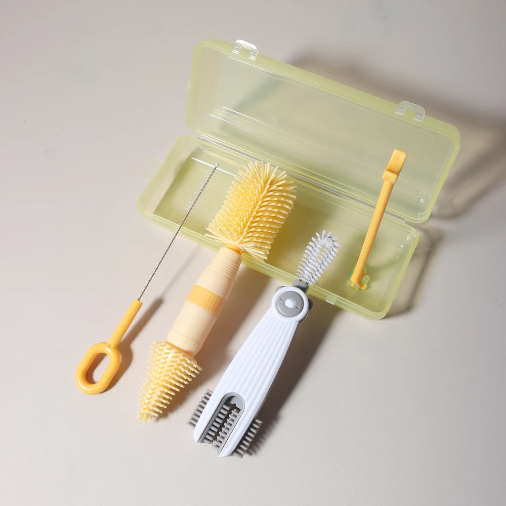 4-in-1 Baby Bottle Cleaning Set | Silicone & Straw Brushes