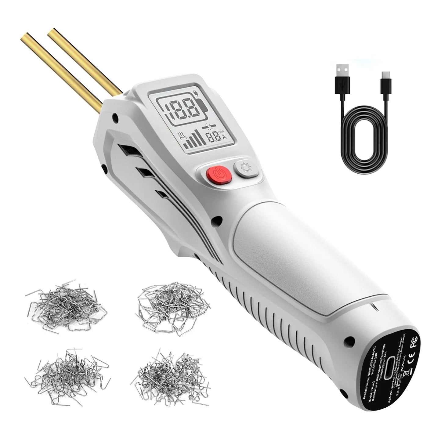 500W Wireless Plastic Welding Gun with LCD Hot Stapler Plastic Repair for Car Motorcycle DIY, USB Charging Handheld Welder Tool Peaceful Pleasures Health and Wellness White