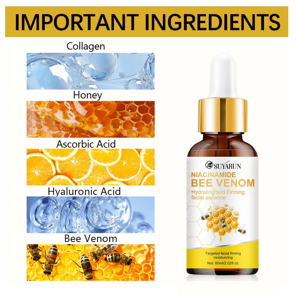 SUYARUN Niacinamide & Bee Venom Serum - Anti Aging Brightening Face Essence, Moisturizing Skin Care for Dark Spots & Wrinkles. Peaceful Pleasures Health and Wellness