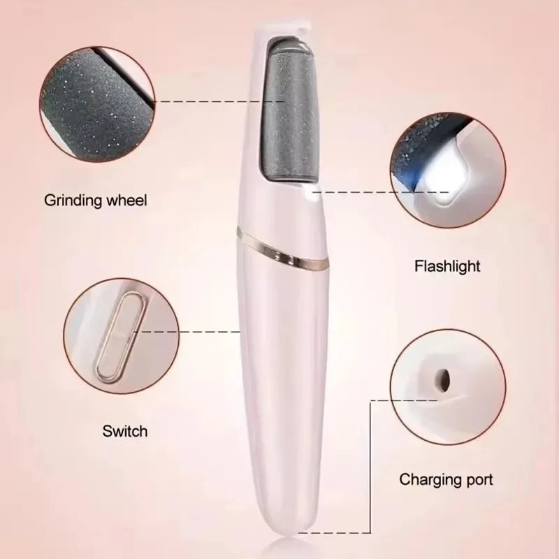 Electric Foot Grinder 2 Roller Heads USB Rechargeable Automatic Pedicure Callus Remover Dead Skin Removal Tool Peaceful Pleasures Health and Wellness