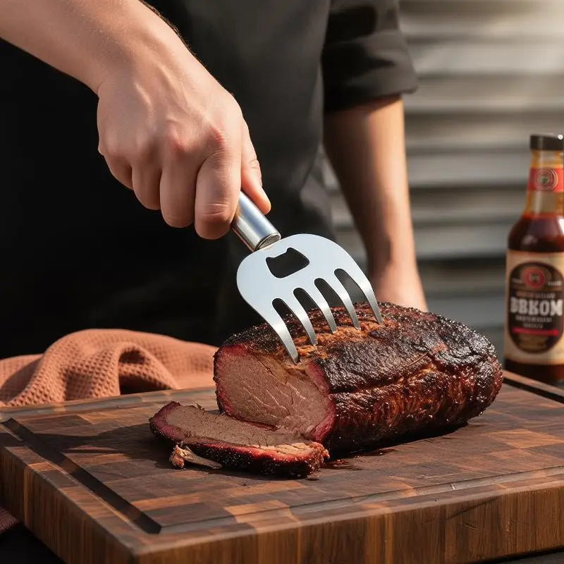 Stainless Steel Meat Shredder Claws & BBQ Fork | Wooden Handle BBQ Meat Shredder Tool Peaceful Pleasures Health and Wellness