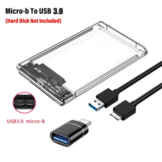 USB 3.0 HDD Enclosure 2.5 inch SATA SSD Hard Drive Case with 5Gbps Transfer Speed Mobile External Housing Harddisk Boxs Cable Peaceful Pleasures Health and Wellness