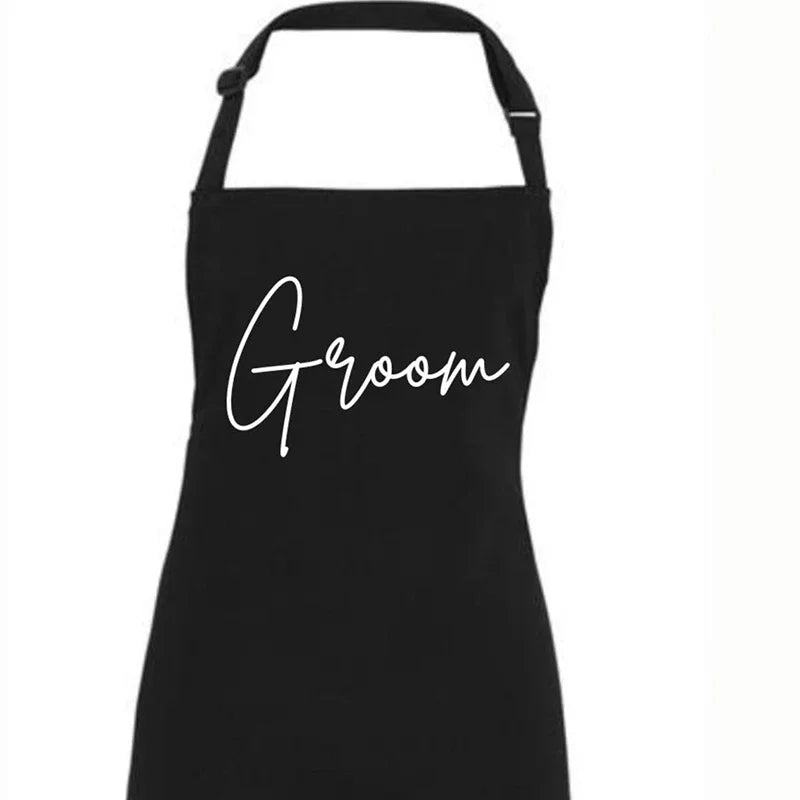 Bride & Groom Wedding Apron Set | Mr & Mrs Bridal Gift Wedding Couple Apron Peaceful Pleasures Health and Wellness groom apron