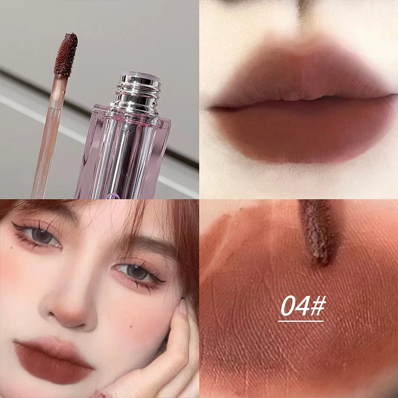 QIBEST Girl's Velvet Matte Lipstick Waterproof Long Lasting Cute Lipgloss Non-Stick Cup Makeup Lip Tint Mud Korean Cosmetic Peaceful Pleasures Health and Wellness 04