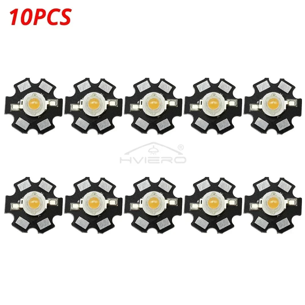 1W High Power LED Chips Warm White 20mm Star PCB | 10/50/100 Pack