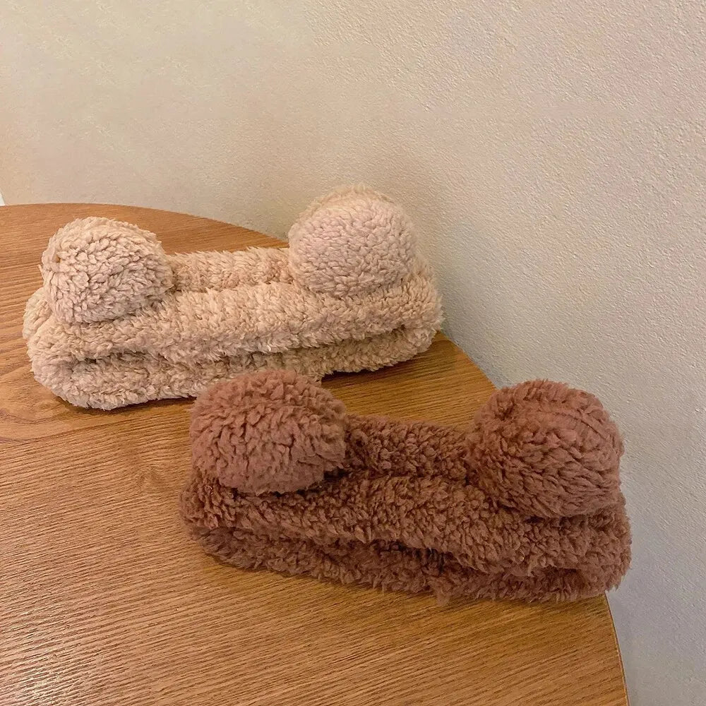 Cute Bear Hair Band Women's Face Wash Facial Mask Makeup Headwear Plush Hair Band Anti Slip Hair Band Hair Hccessories Peaceful Pleasures Health and Wellness