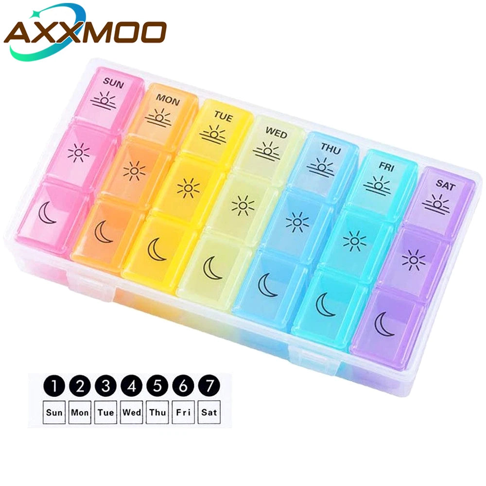 Weekly Pill Organizer,3-Times-A-Day 7 Day Pill Box -Proof Pill Case Medication Reminder Portable Travel Container for Vitamins Peaceful Pleasures Health and Wellness
