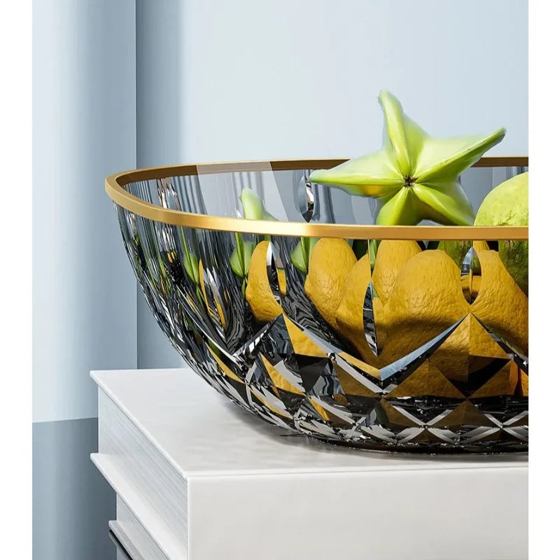 New Household Fruit Bowl Salad Dessert Biscuit Plate Plastic Square Transparent Tray Golden Edge Snack Plates Tableware Peaceful Pleasures Health and Wellness