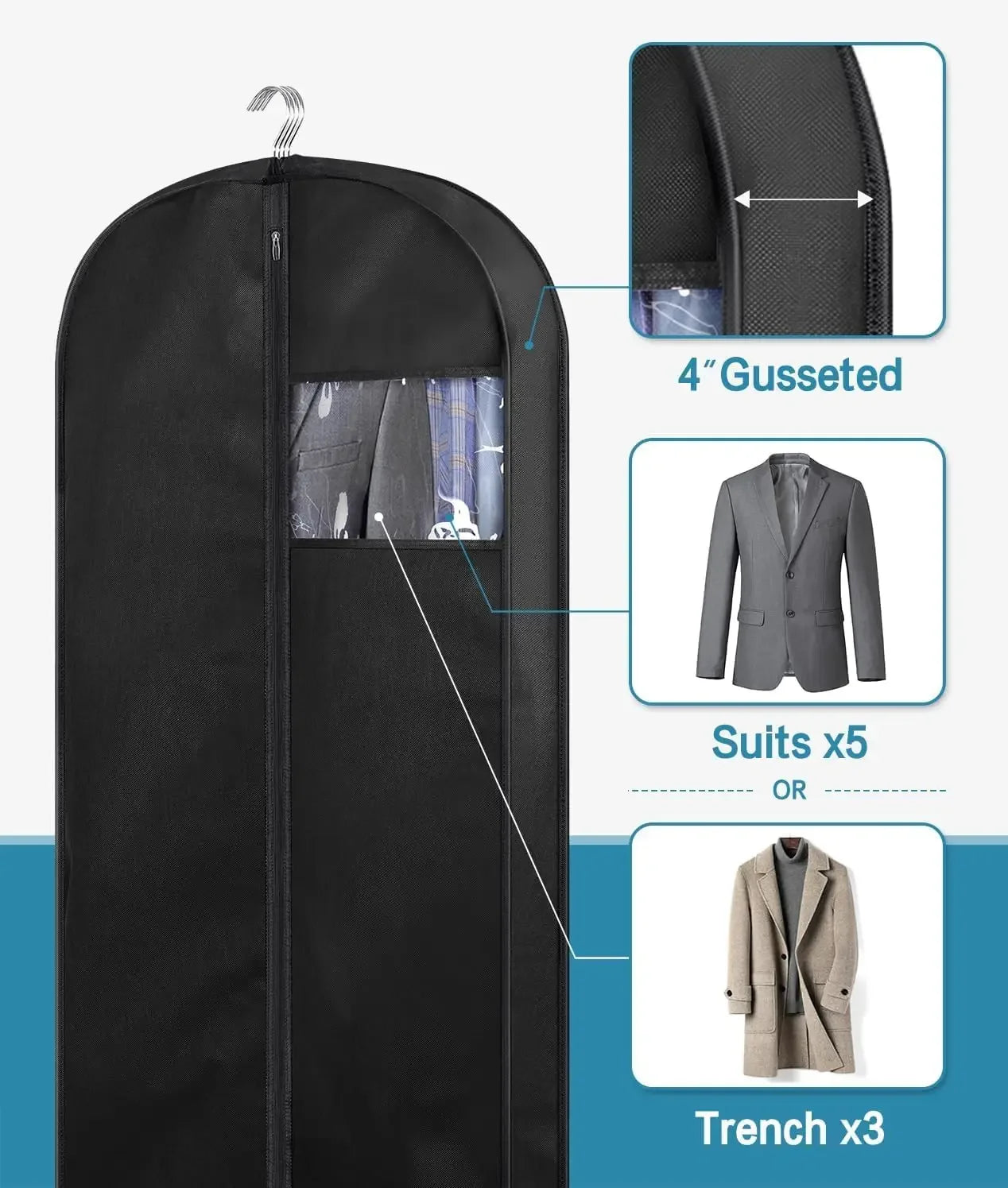 43" Gusseted Mesh Hanging Garment Bags, 3-Pack Peaceful Pleasures Health and Wellness