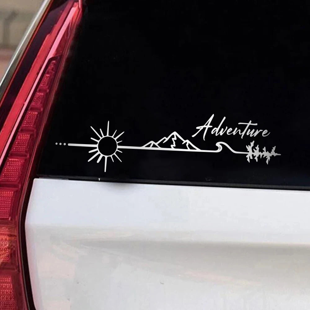 Adventure Mountain Vinyl Car Sticker | Waterproof Camping Decal