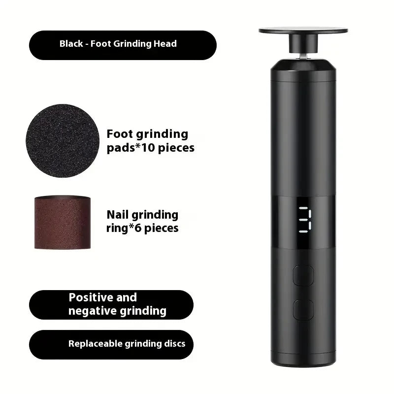 Electric Callus Remover with 3 Speeds & LCD Display, Fast Charging for Home Foot & Hand Care Peaceful Pleasures Health and Wellness black