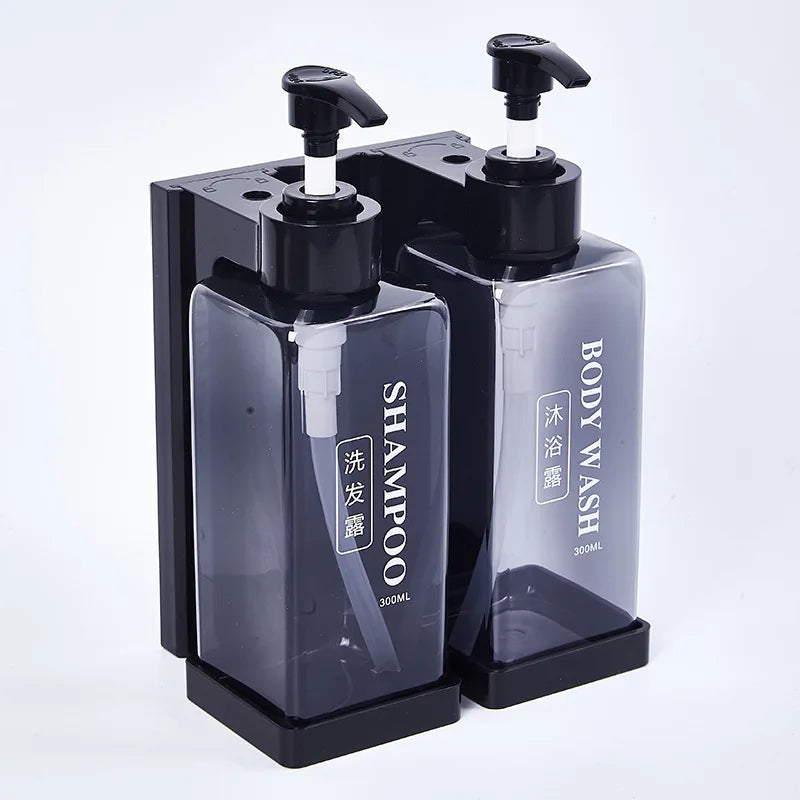 300ml Hotel Wall Mounted Soap DispenserSet,Refillable Shampoo And Conditioner Dispenser,for Bathroom Supplies Hotel Shower Peaceful Pleasures Health and Wellness Transparent-B