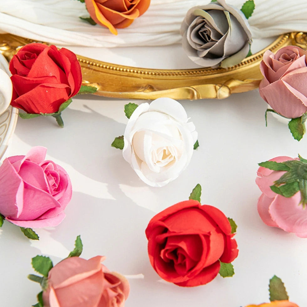 Silk Artificial Rose Heads for Wedding, Crafts & Home Decor