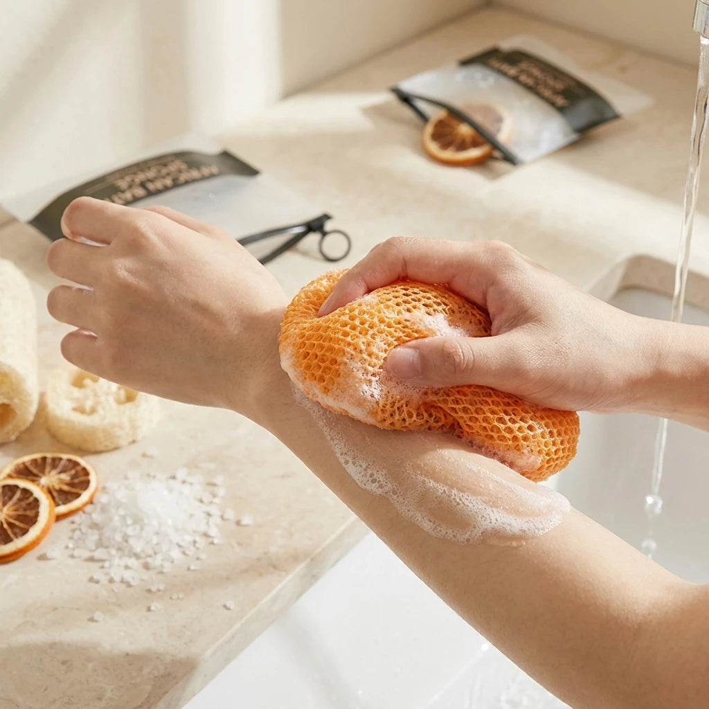 Exfoliating Scrub Bath Towel Effective Clean Back Skin Gently Remove Dead Skin Dirt Smooth Rough Skin Durable Bath Cleanse Tool Peaceful Pleasures Health and Wellness
