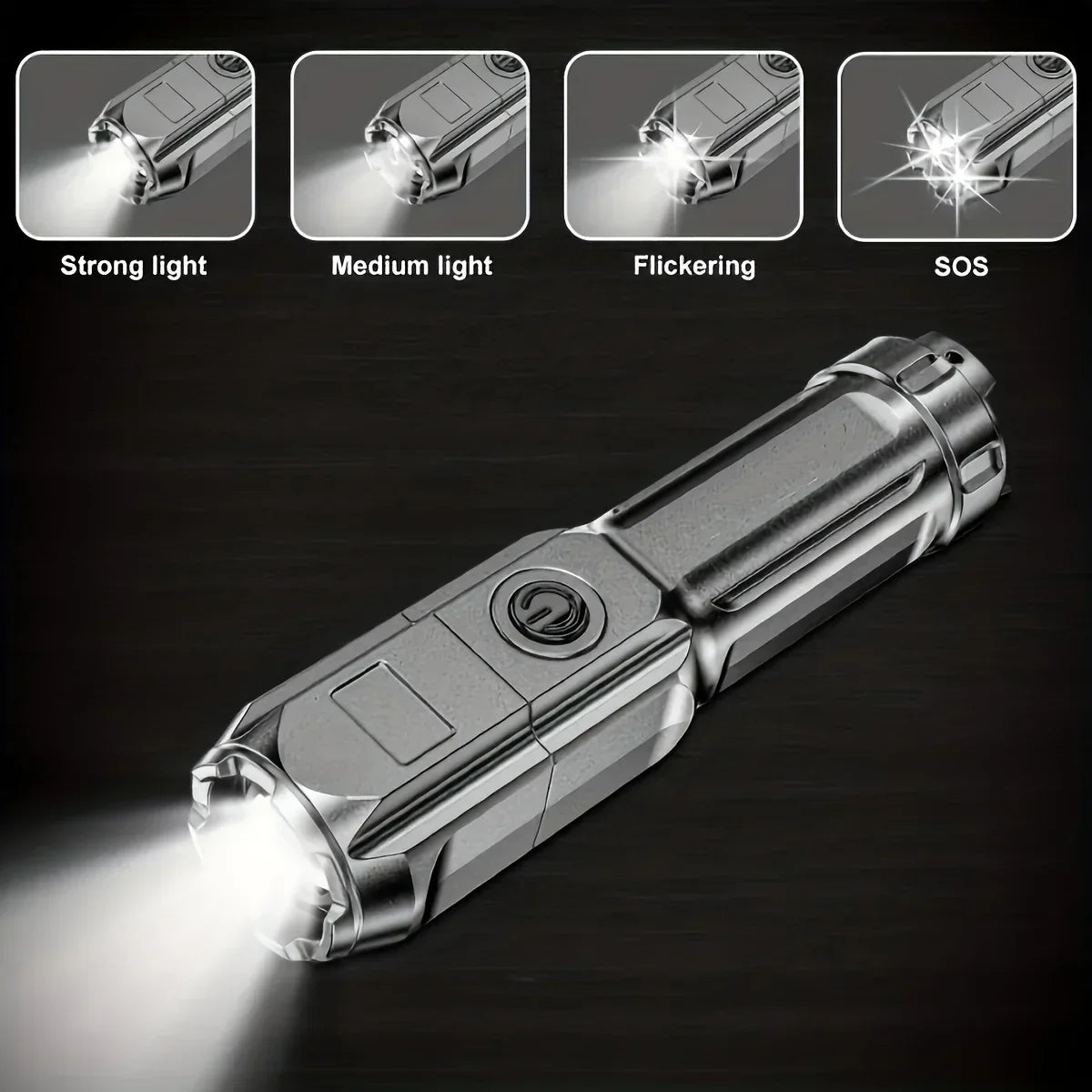 LED Tactical Flashlight USB Rechargeable Waterproof Zoomable