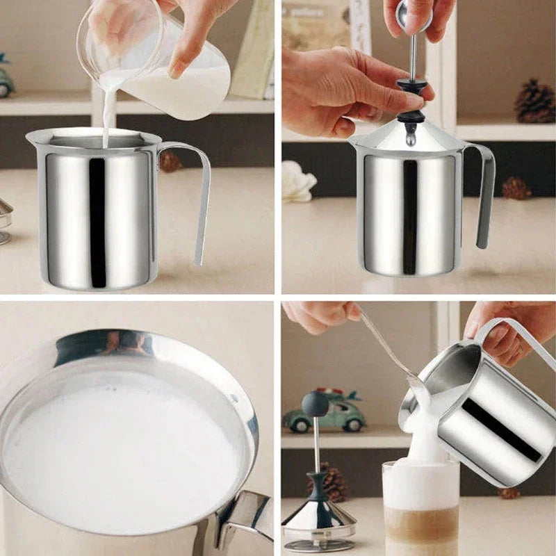 Manual and Electric Handheld Egg/Milk Frother Barista Tool Coffee Accessories Frother Stainless Steel Milk Frother Kitchen Tools Peaceful Pleasures Health and Wellness