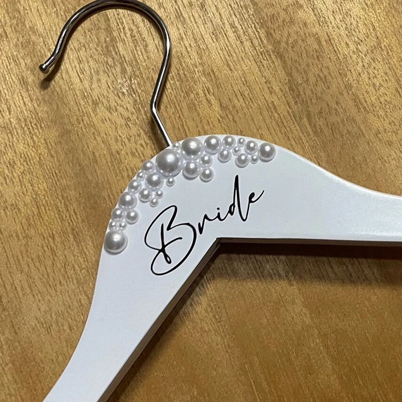 Bride Engraved Wooden Pearl Wedding Dress Hanger | Bridal Gift Bridal Dress Hanger Peaceful Pleasures Health and Wellness B 1pcs