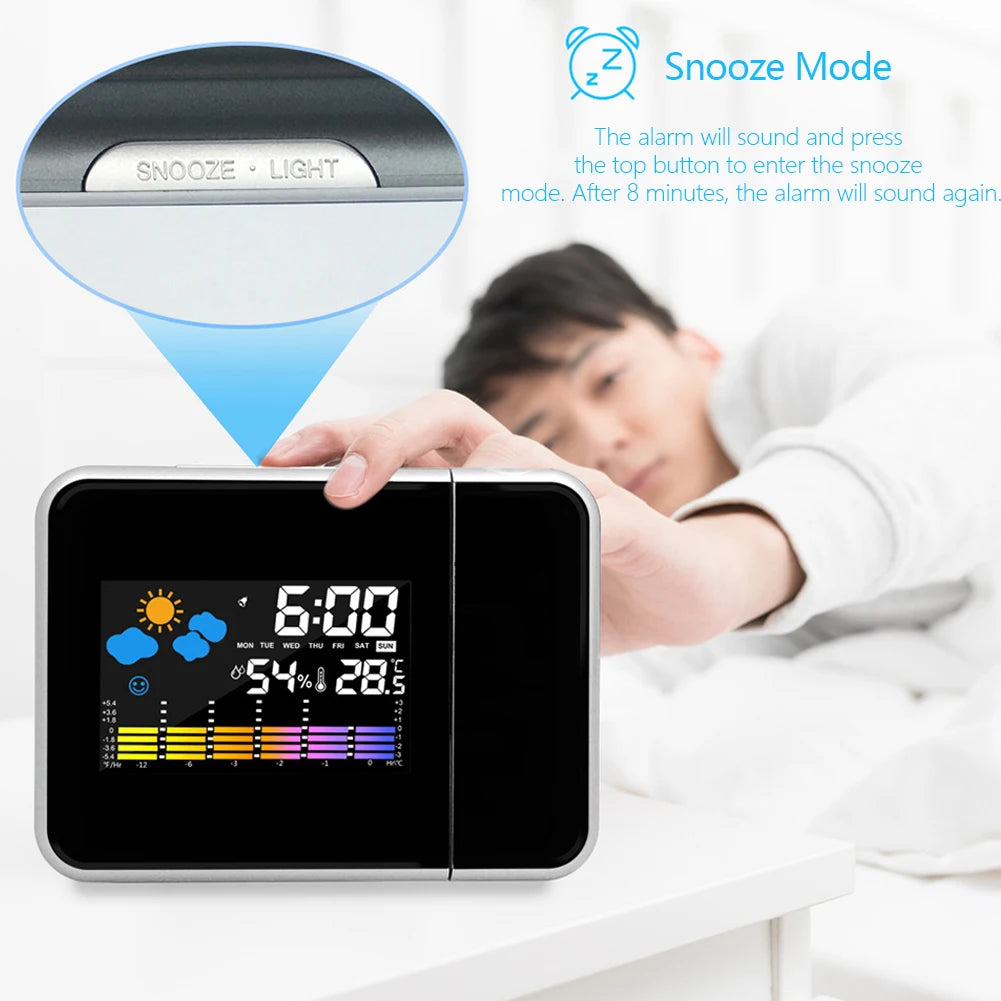 Smart LED Projector Alarm Clock | Thermometer & Hygrometer