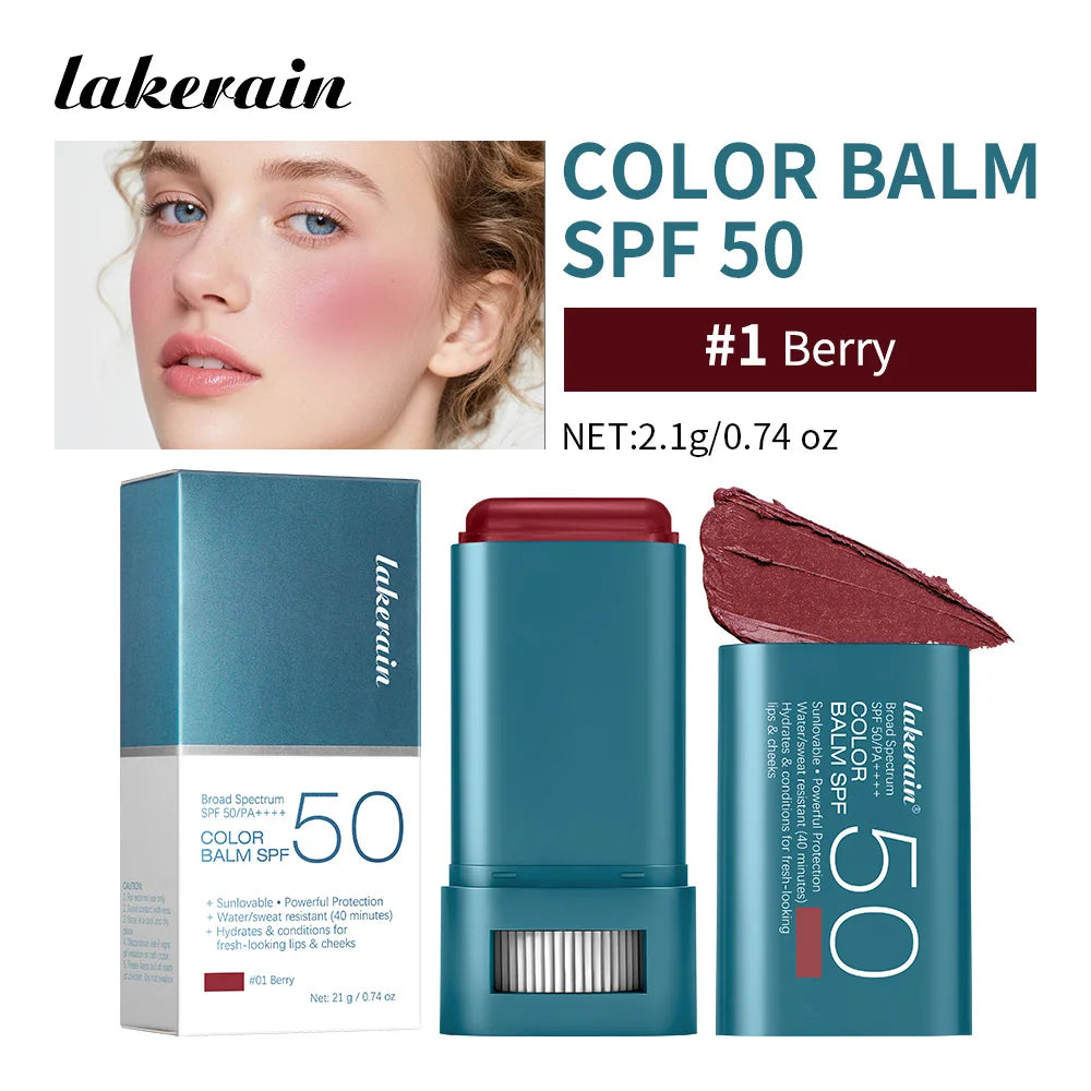 SPF 50 Sunscreen Blusher Long-lasting Color Waterproof Sweat Resistant Velvety-Soft Texture Fresh & Natural Finish Blusher Balm Peaceful Pleasures Health and Wellness Berry