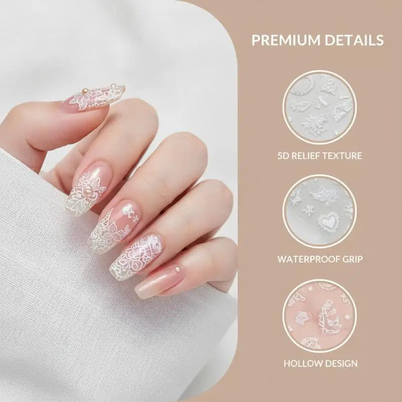 Lace Flower Bow Hollow Out Nail Stickers Relief Nail Appliques Nail Charms DIY For Manicure Decoration Peaceful Pleasures Health and Wellness