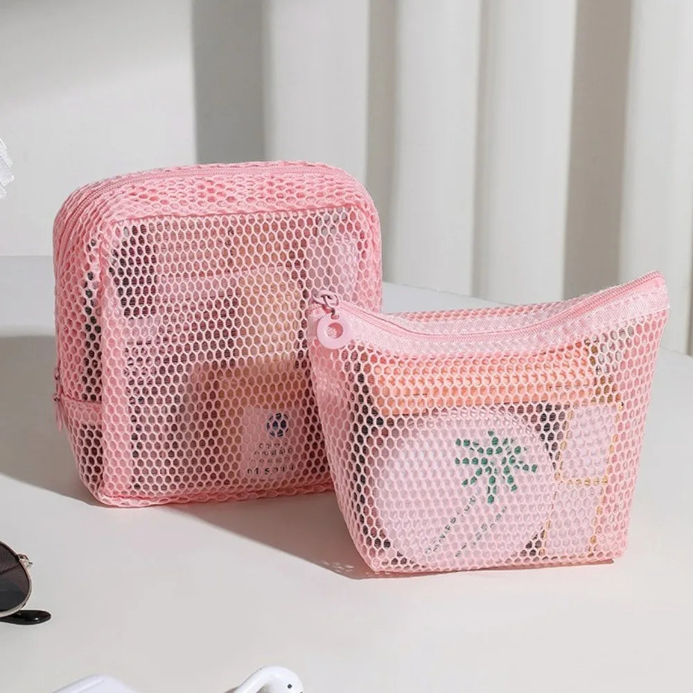 Transparent Mesh Cosmetic Bag – Mini Travel Makeup Pouch