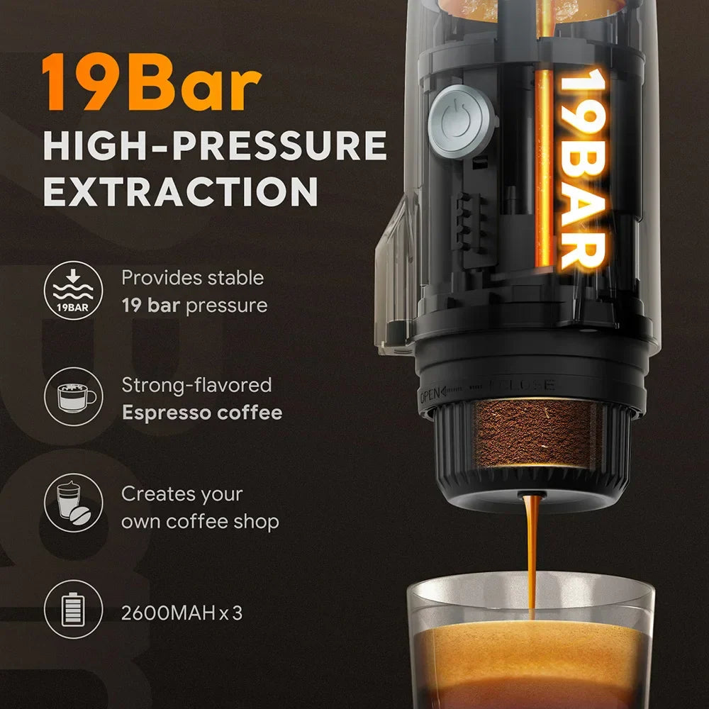 URGGU 3-in-1 Portable Espresso Machine | Travel Coffee Maker