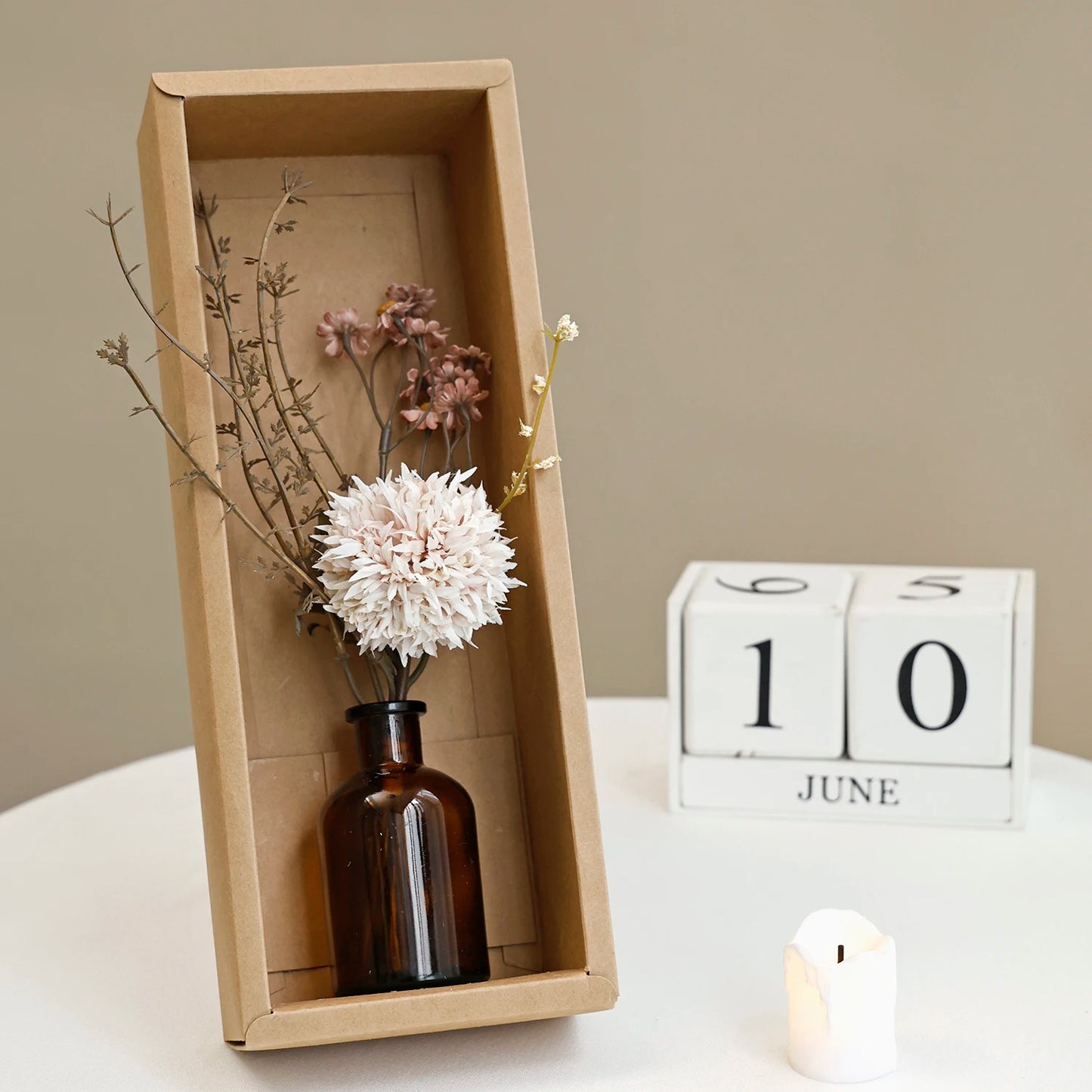 Artificial Silk Peony Bouquet with Vase & Gift Box | Home Decor