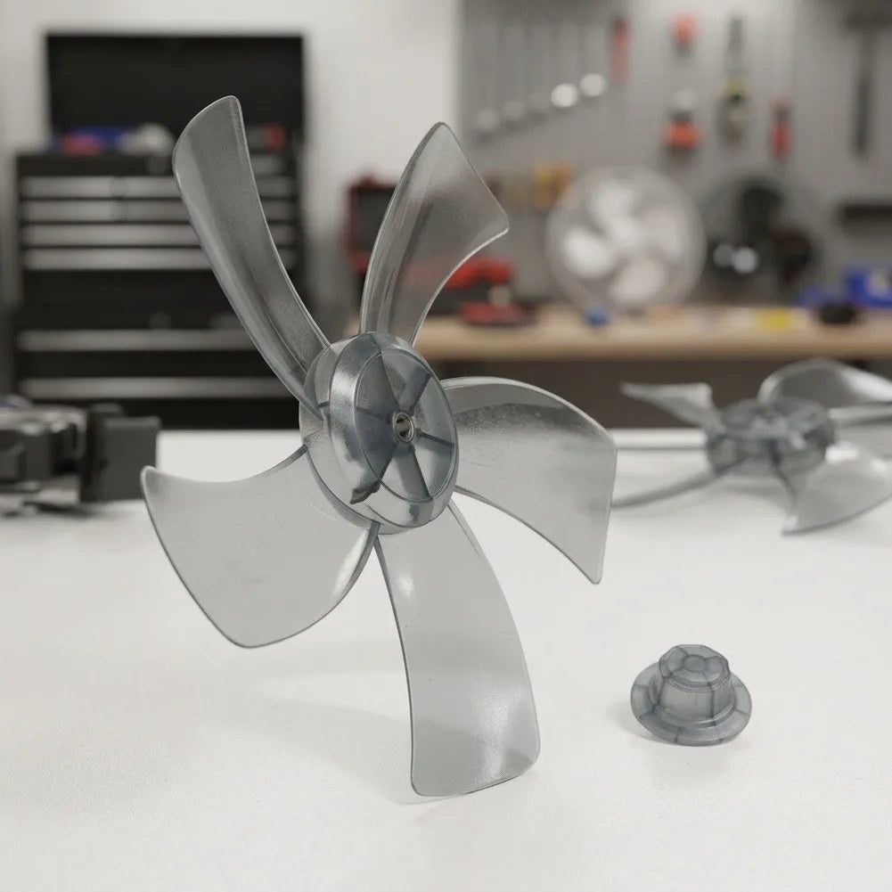 Household Plastic Fan Five Leaves Nut Cover Pedestal Transparent
