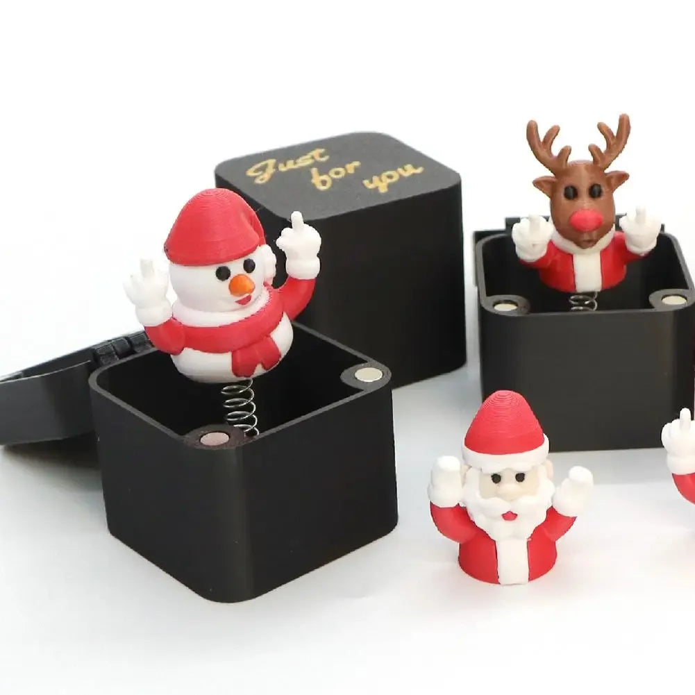 Christmas Middle Finger In A Box Prank Figure Home Party New Year Bouncing Character Statue Decoration Prop Special Special Gift Peaceful Pleasures Health and Wellness