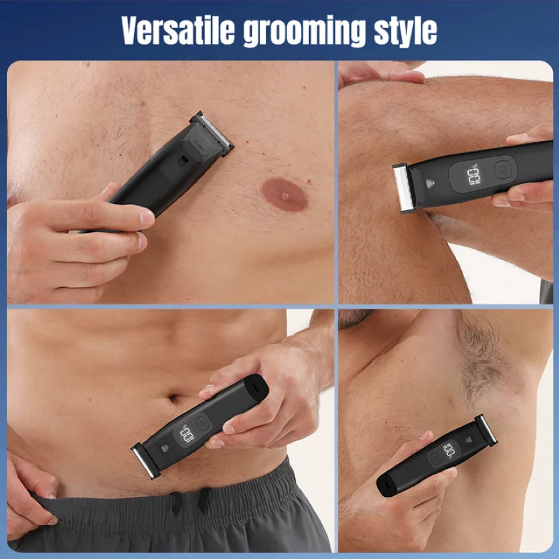 Portable LED electric shaving kit for men - waterproof ceramic single-edge hair trimmer - handheld groin beauty set Peaceful Pleasures Health and Wellness