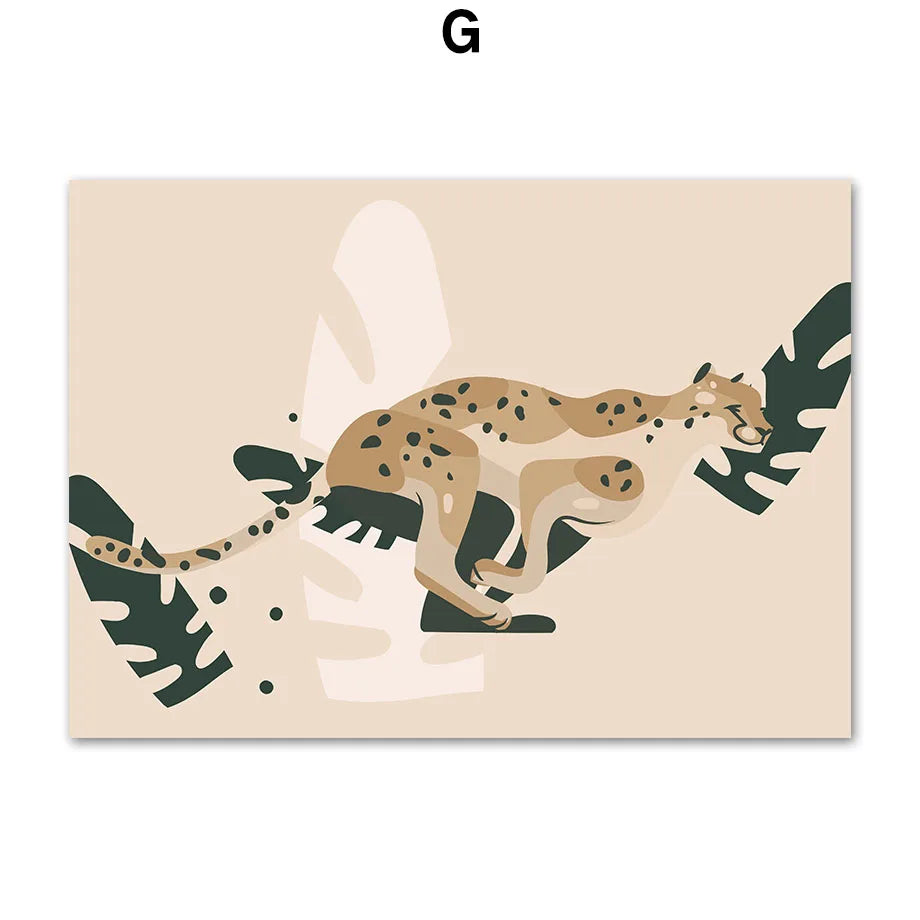 Boho Geometry Giraffe Lion Leopard Plant Leaf Wall Art Canvas Painting Nordic Posters And Prints Pictures For Living Room Dec Peaceful Pleasures Health and Wellness G 40x50cm Unframed