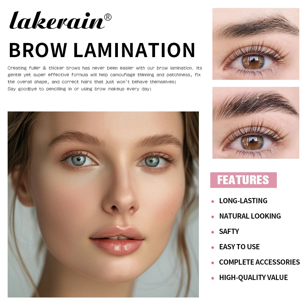 Lakerain Eyebrow Perm Set Long Lasting Natural Effects Make Fuller & Thicker Eyebrow Portable Smaller Packaging For Beginners Peaceful Pleasures Health and Wellness