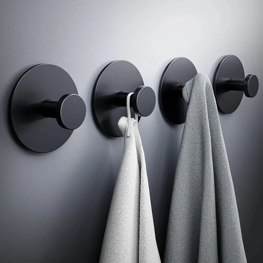 No-Drill Stainless Steel Adhesive Towel Hooks | Wall Hangers Adhesive Wall Hook Peaceful Pleasures Health and Wellness