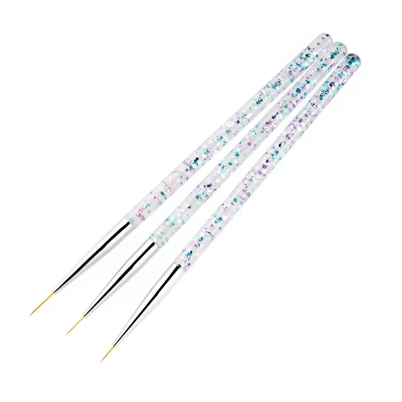 3D Tips Ultra-thin Line Drawing Manicure 3Pcs Acrylic French Stripe Nail Art Liner Brush Set UV Gel Painting Tools Peaceful Pleasures Health and Wellness