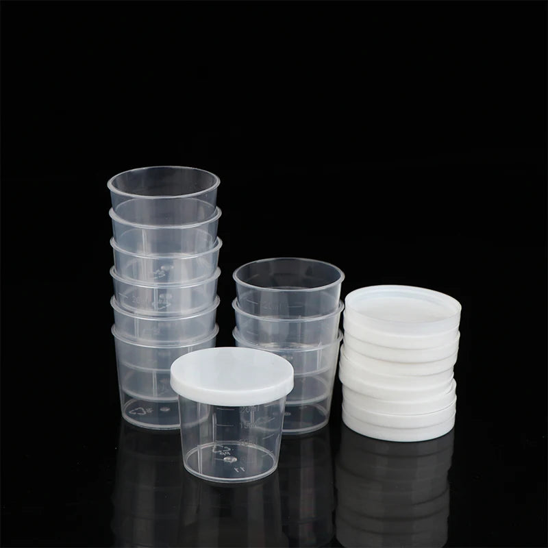 10Pcs 20ml;30ml;50ml,100ml Clear Liquid Pill Measuring Cups With Lids Travel Pill Organizer Cup Container For Liquid Medicine Peaceful Pleasures Health and Wellness