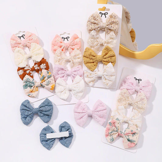 Lovely Cotton Bowknot Clips Safe Hairpins Girl Fresh Pastoral Peaceful Pleasures Health and Wellness