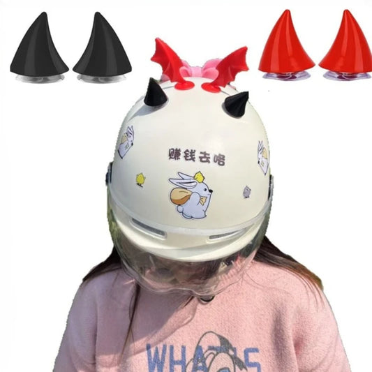 Devil Horn Helmet Decoration | Suction Cup Motorcycle Ebike Helmet Decoration Peaceful Pleasures Health and Wellness