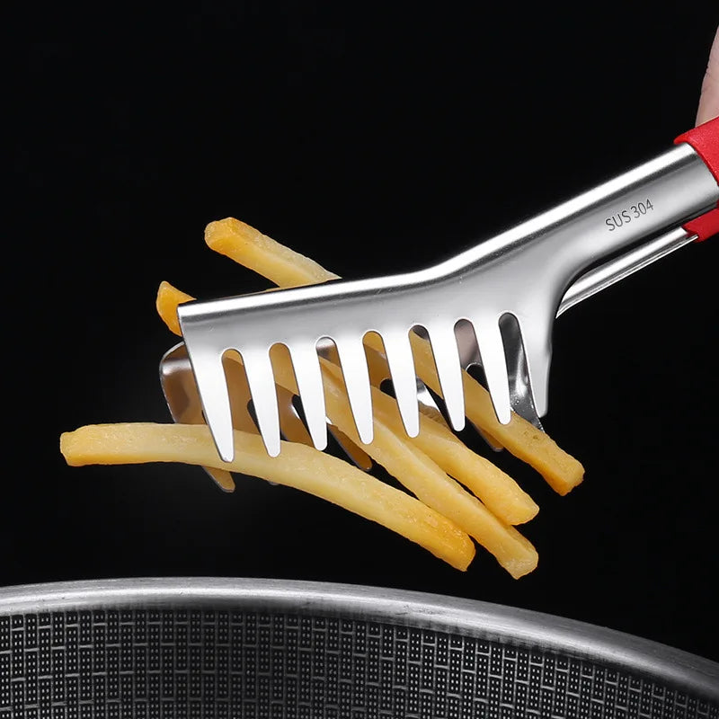 Multi Purpose Food Clips Stainless Steel Cooking Food Serving Tongs Noodle Beef steak Tong Extended Anti scald Cooking Utensils Peaceful Pleasures Health and Wellness