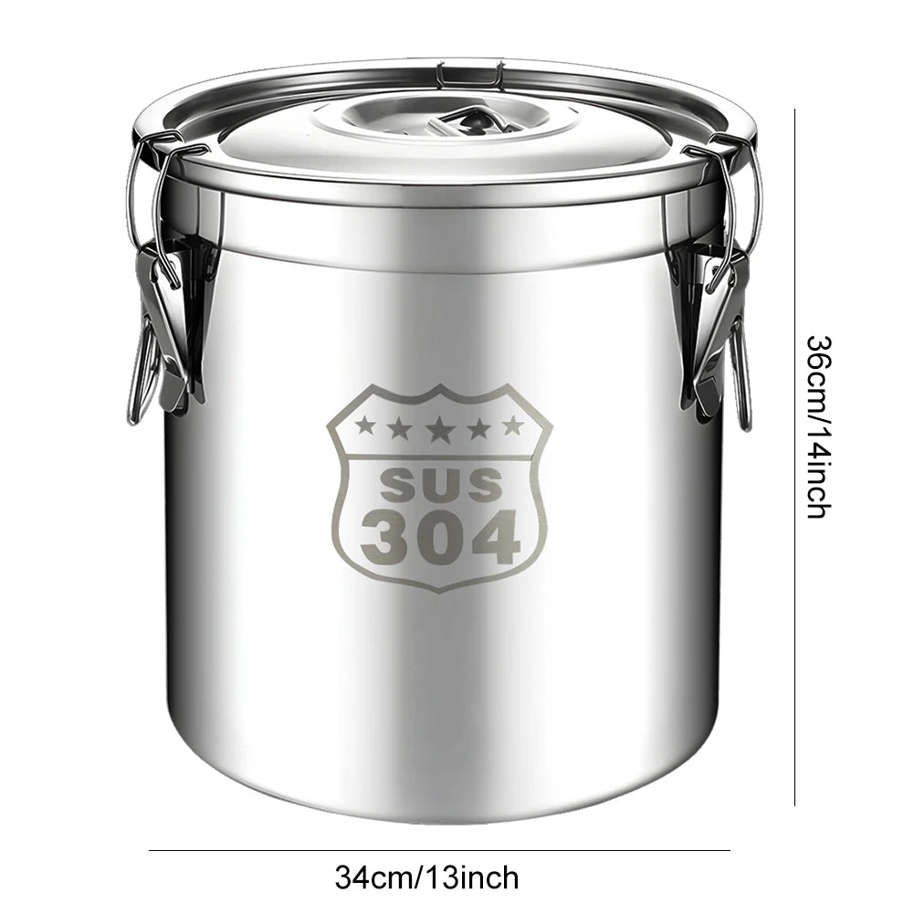 304 Stainless Steel Airtight Canister 6–33L | Food Storage