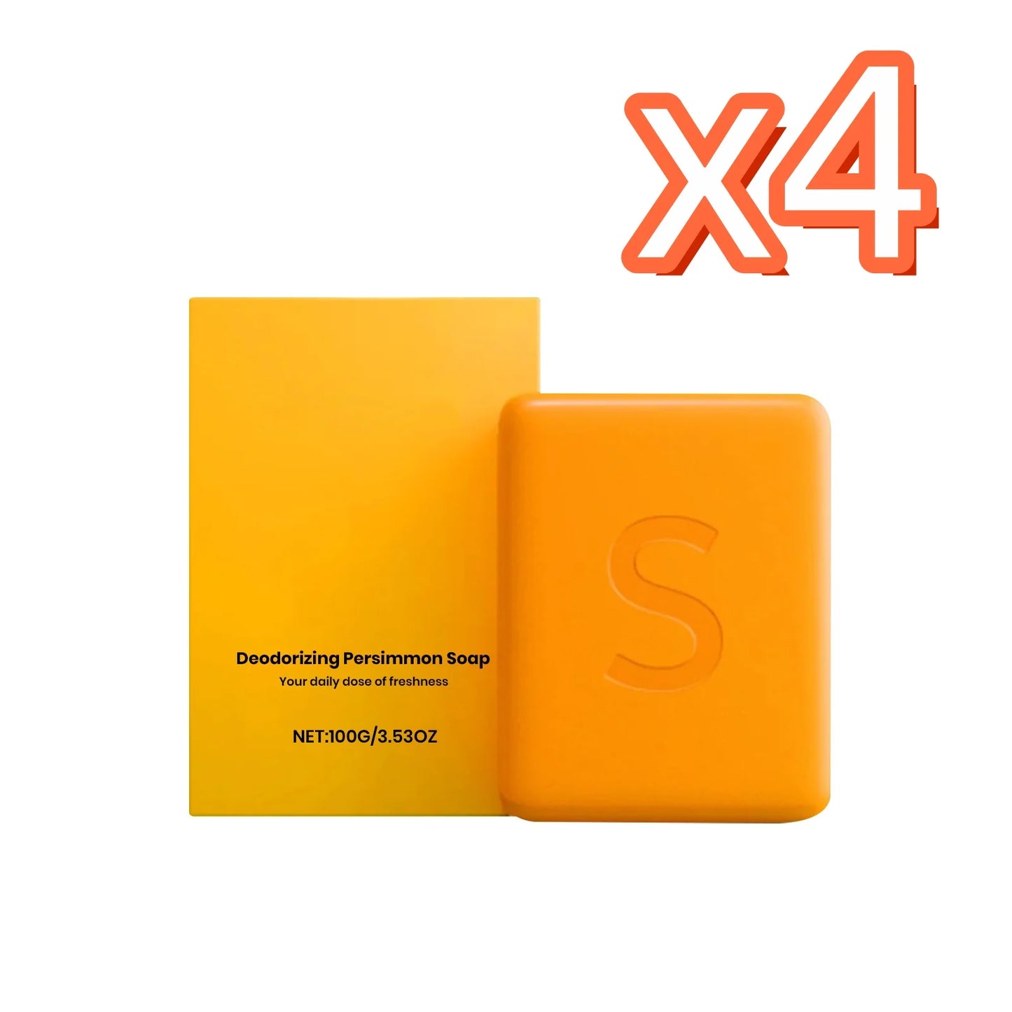Persimmon Bath Soap Deep Cleanse Remove Body Excess Oil Refresh Skin Moisturize Skins Fruity Scent Bathing Experience Soap Bar Peaceful Pleasures Health and Wellness 100g Boxed x 4