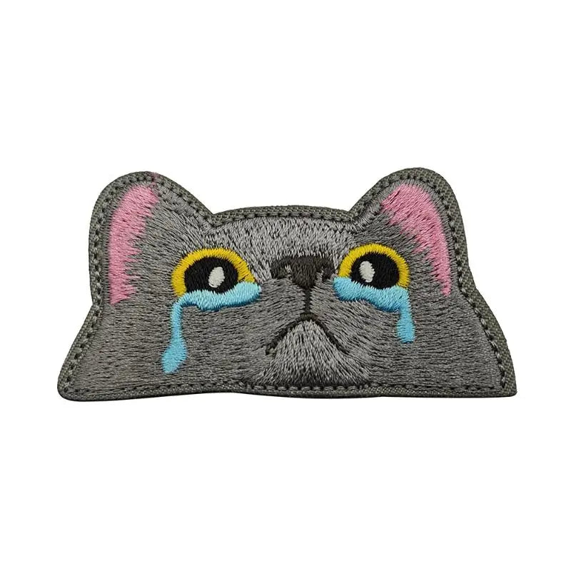 Black Cat Embroidered Iron-On Patch – Peeping & Crying Kitten