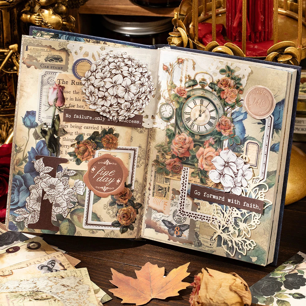 Rose Manor Stamping Notebook Moon Falling Old Book Series Retro