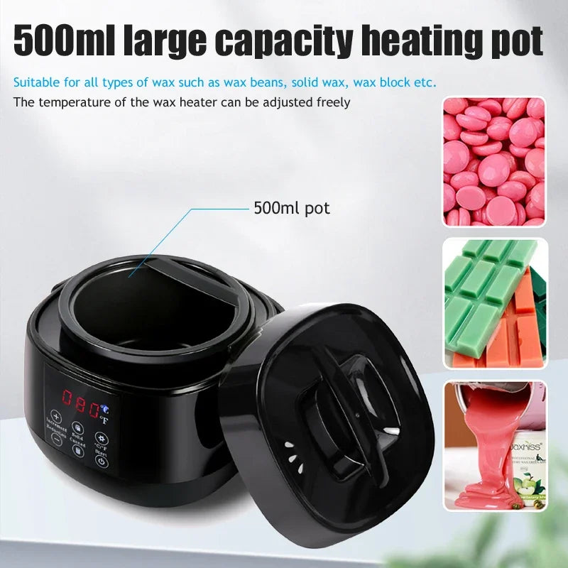 500ml Electric Wax Heater Kit – LCD Display & 200g Wax Beans