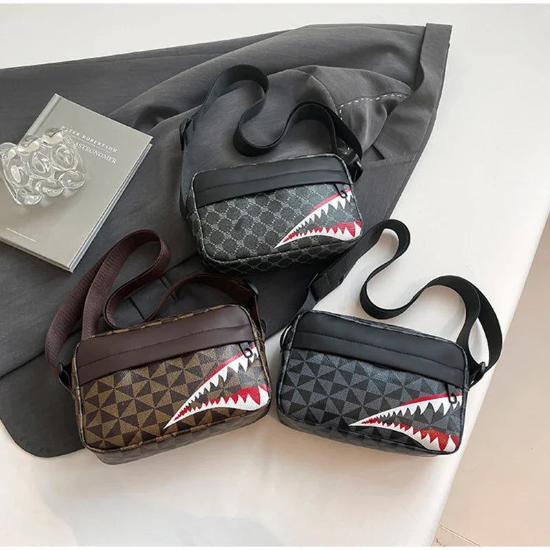 Shark Mouth Crossbody Bag | Split Leather Small Square Purse Crossbody Bag Peaceful Pleasures Health and Wellness