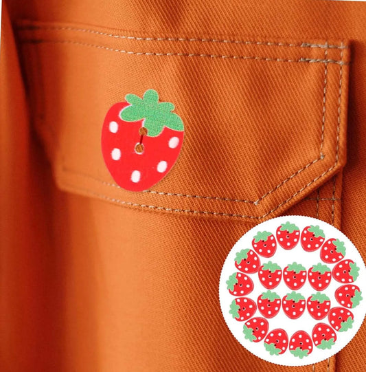 Strawberry Wooden Buttons 10/50Pcs – Double Hole DIY Sewing Wooden Sewing Buttons Oasis Select