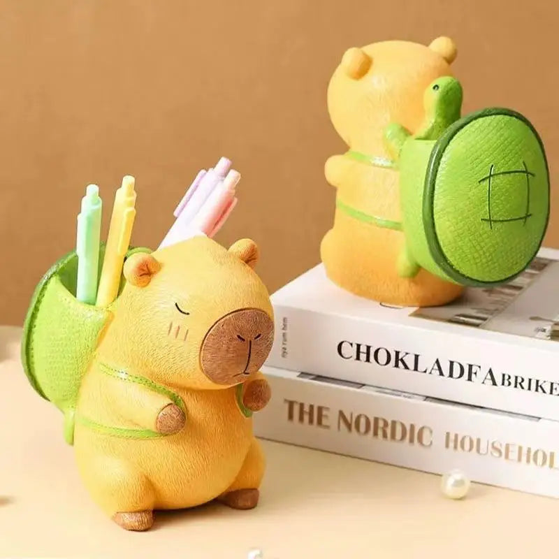 Creative Cute Capybara Pen Holder Large Capacity Portable Makeup Brush Holder Multi Functional Cartoon Stationery Storage Box Peaceful Pleasures Health and Wellness