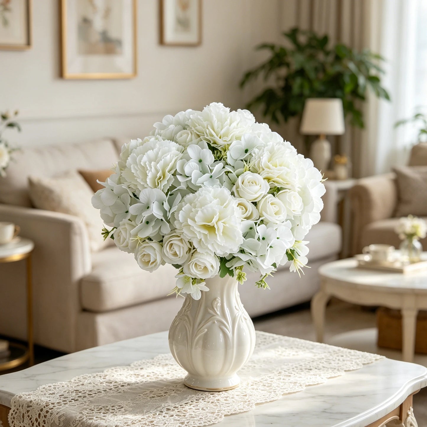 Silk Artificial Carnation Rose Bouquet | Wedding & Home Decor