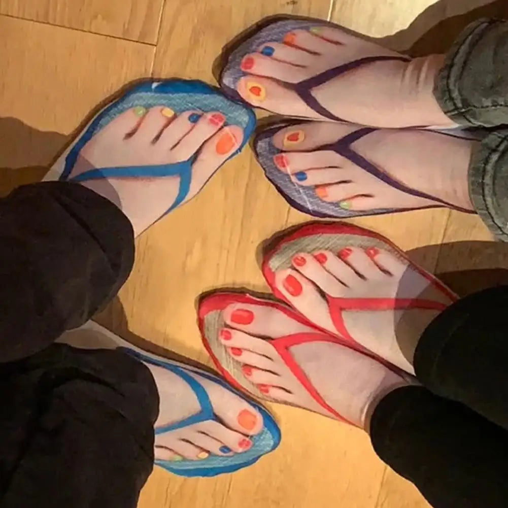 1 Pair 3D Printing Pattern Flip Flop Socks Funny Socks for Women Flip-flop Ankle Socks Low Cut Floor Socks Hosiery Novelty Gifts Peaceful Pleasures Health and Wellness