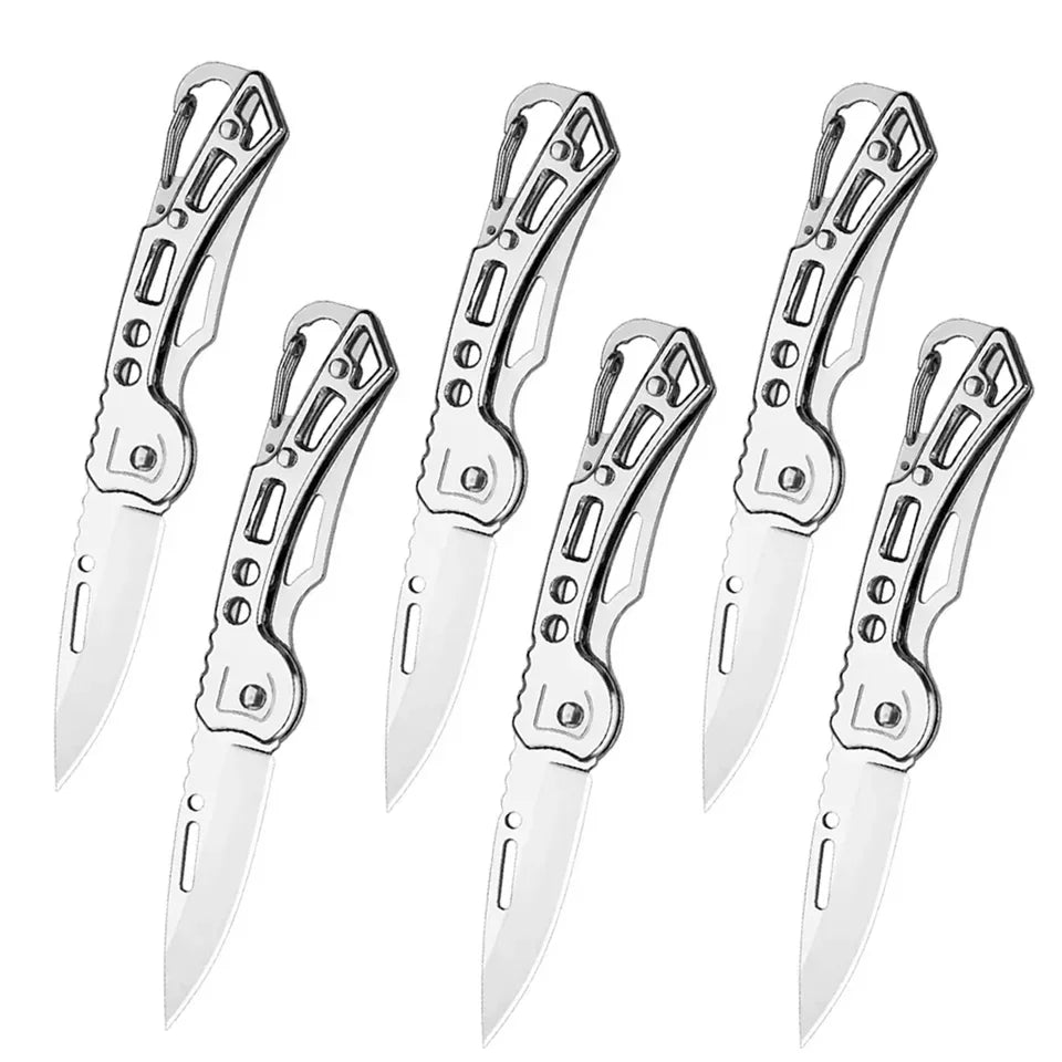 Stainless Steel Folding Pocket Knife – 3 or 6 Pack Peaceful Pleasures Health and Wellness Silvery-6pcs