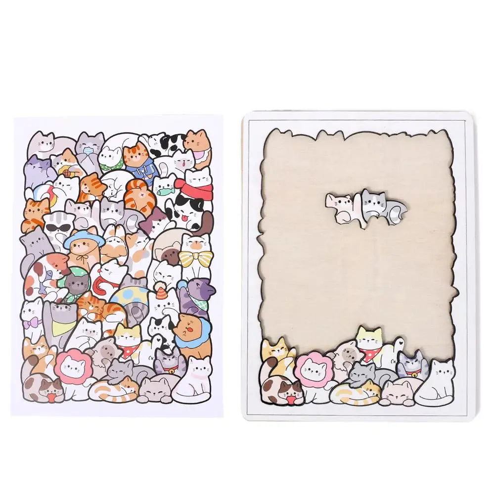 50-Piece Animal Wooden Jigsaw Puzzle – Cats, Dogs & More